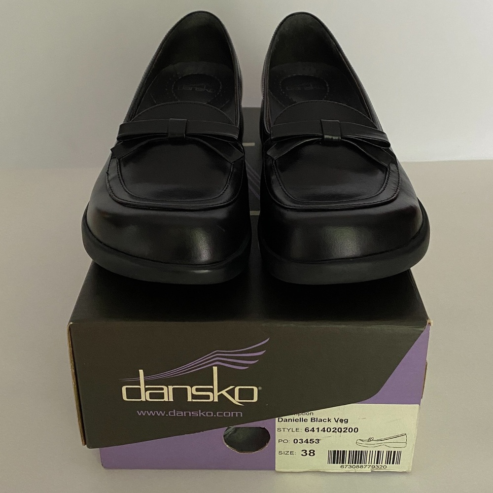 DANSKO Danielle Black Veg Loafer Shoes, European size 38 (US Women's 8)